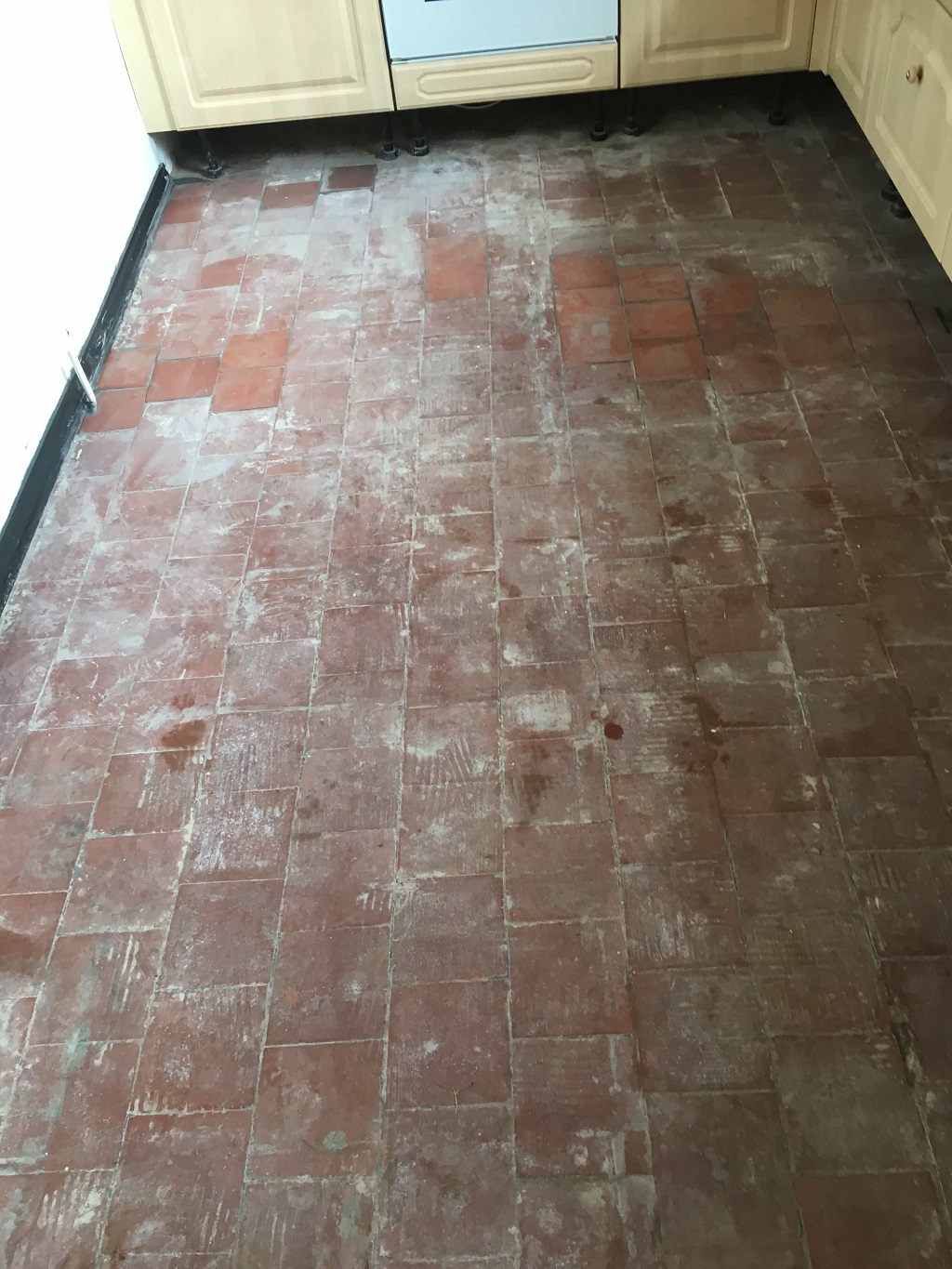 Quarry Tiled Floor During Restoration Nuneaton