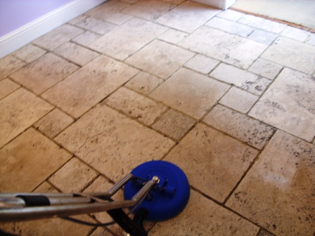 Limestone Floor - During Restoration