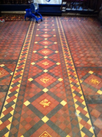 Victorian Church Floor Before Cleaning and Sealing