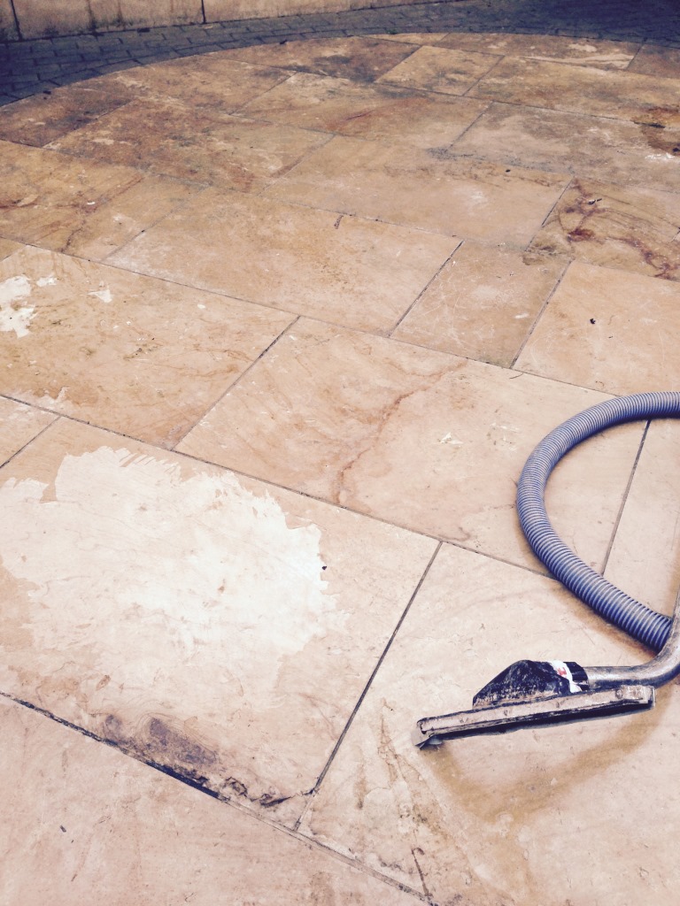 Limestone Patio Before Cleaning Nuneaton