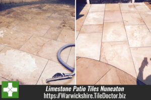 Limestone Patio Tiles Deep Cleaned in Nuneaton