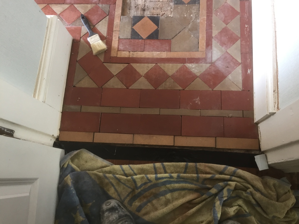 victorian tiled floor before refurbishment in coundon