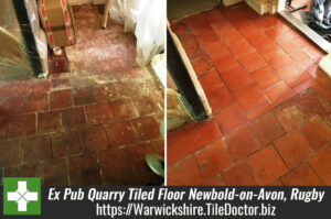 Ex Pub Quarry Tiled Floor Restored to Fantastic Condition in Newbold-on-Avon, Rugby