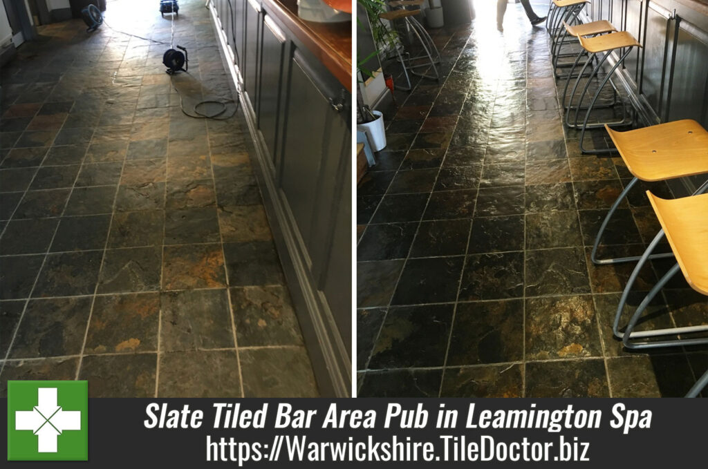 Rejuvenating a Slate Tiled Bar Area at a Pub in Leamington Spa