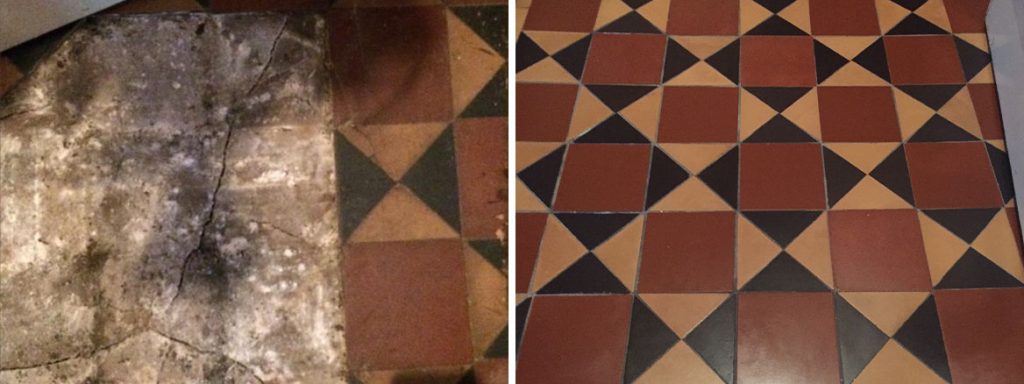 Victorian Tiled Floor Before and After Rebuild Earlsdon