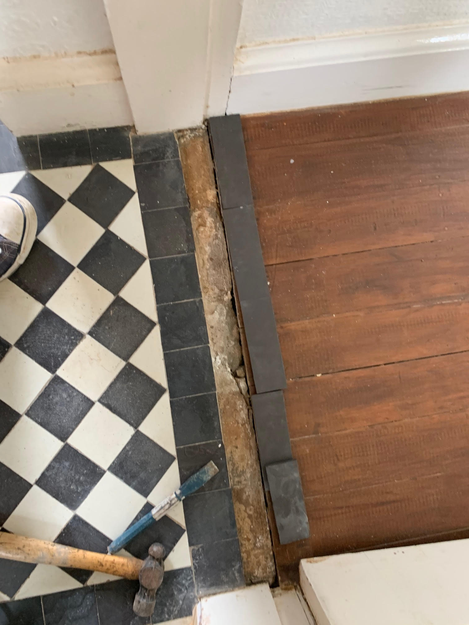 Quarry Tiled Kitchen Floor Before Renovation in Rubgy