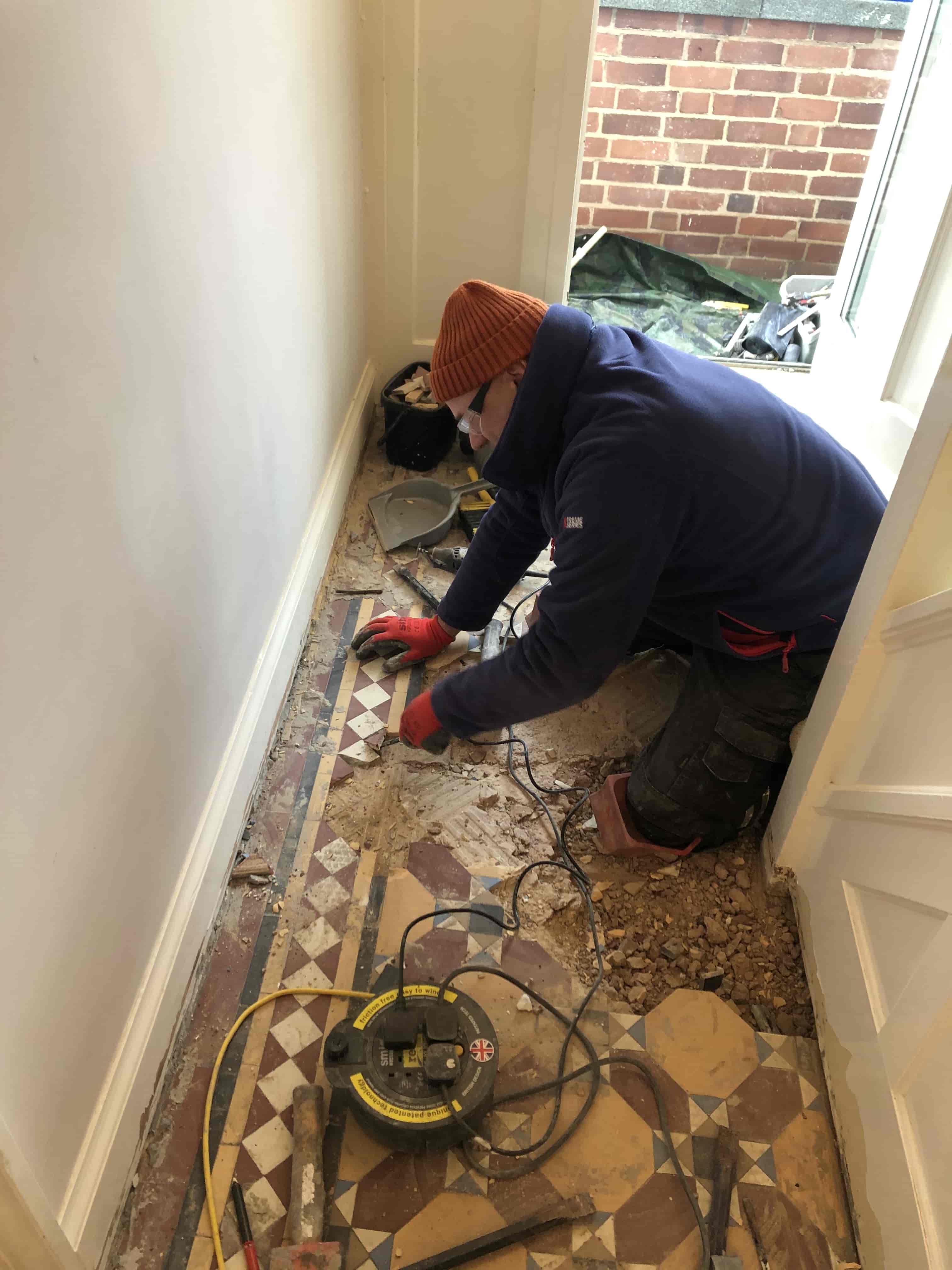 Victorian Hallway During Craven Dunnill Tile Rebuild Stoke Golding Nuneaton