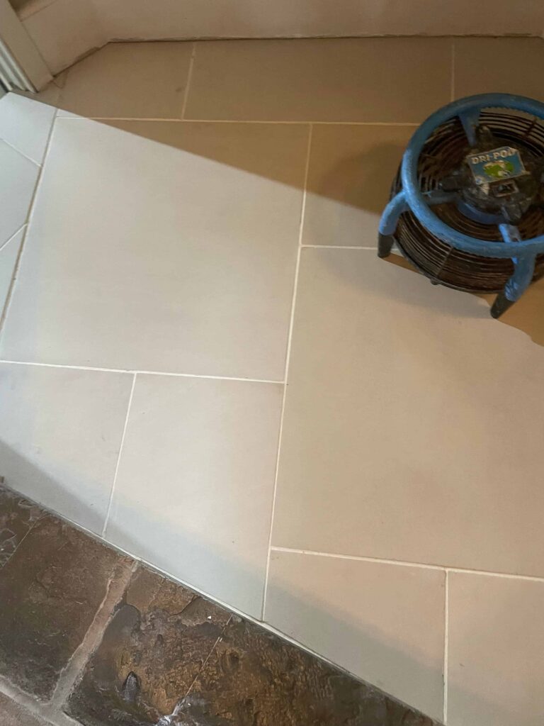 Limestone Floor Tile and Grout After Cleaning Southam