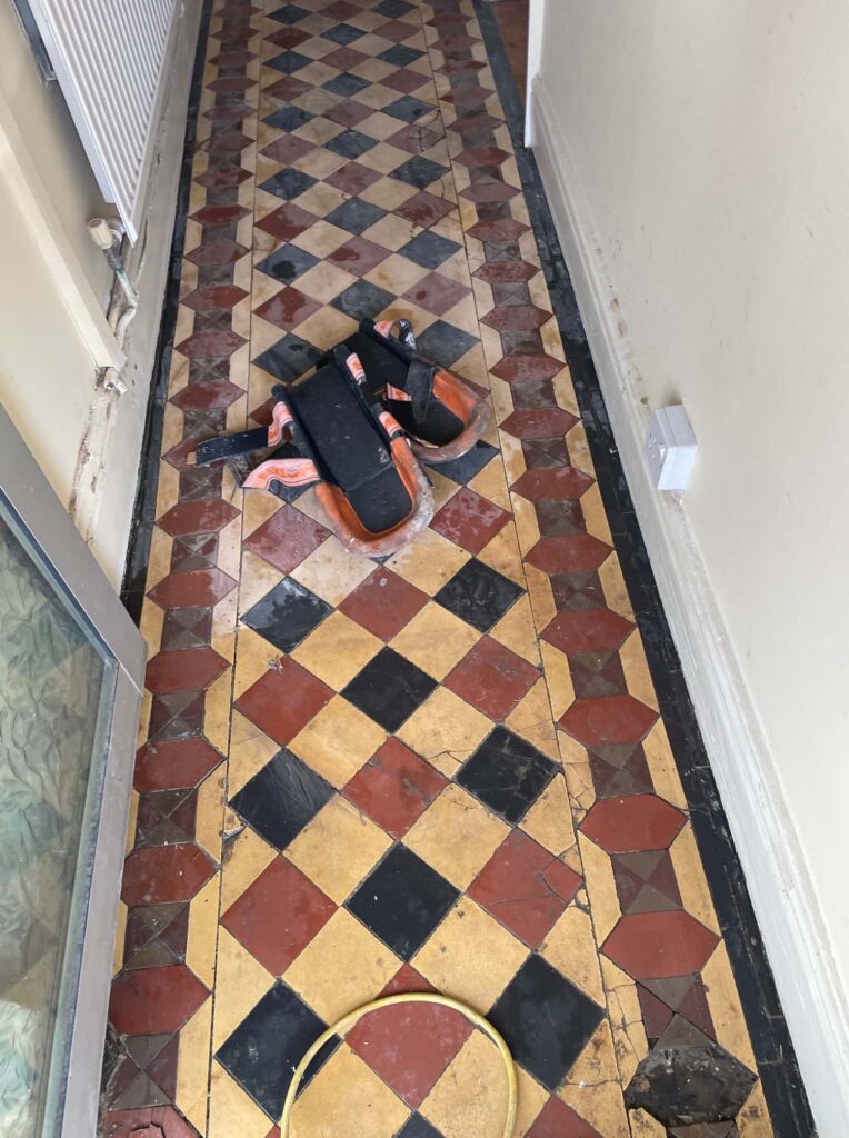 Vinyl Covered Victorian Floor During Restoration Warwick