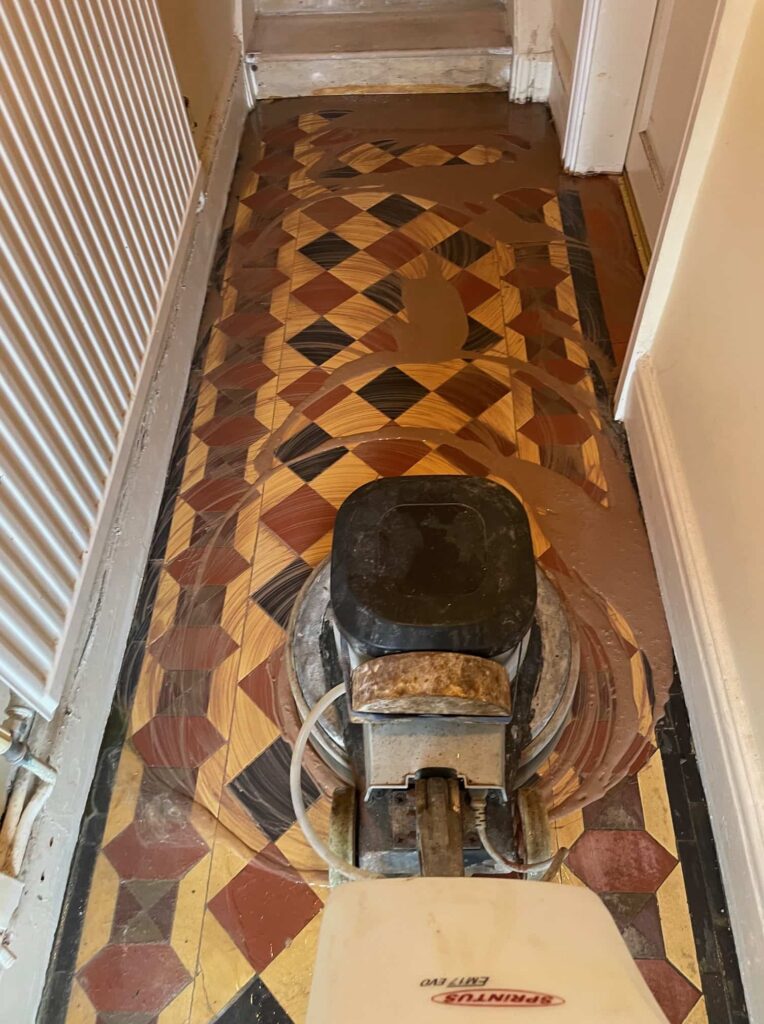 Vinyl Covered Victorian Floor During Restoration Warwick