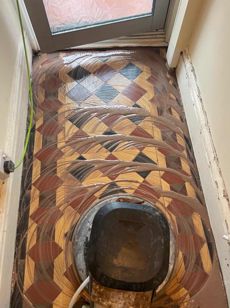 Vinyl Covered Victorian Floor During Restoration Warwick