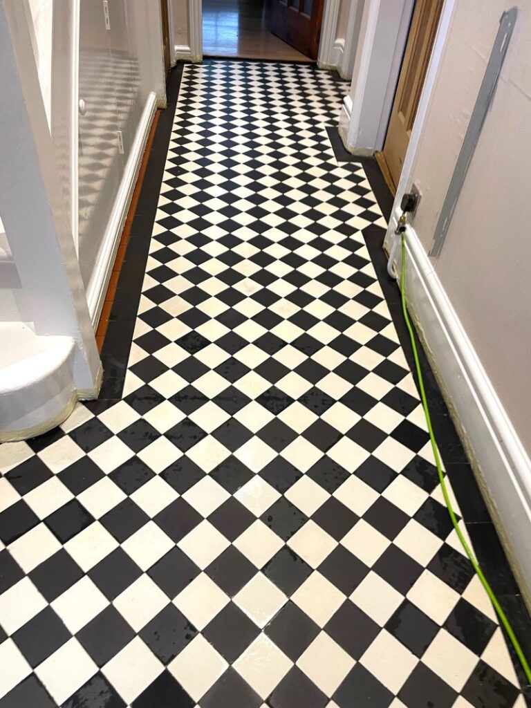 Edwardian Tiled Diamond Pattern Floor After Restoration Rugby