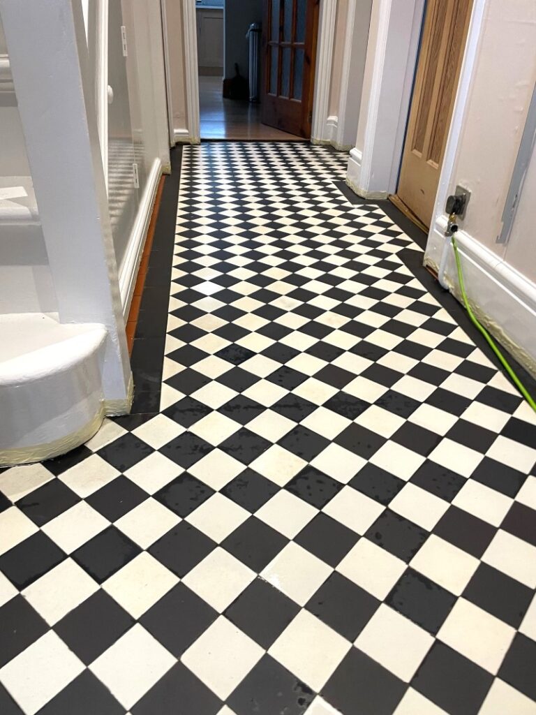 Edwardian Tiled Diamond Pattern Floor After Restoration Rugby