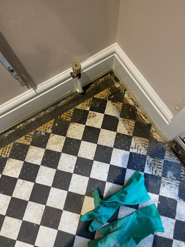 Edwardian Tiled Diamond Pattern Floor Before Restoration Rugby