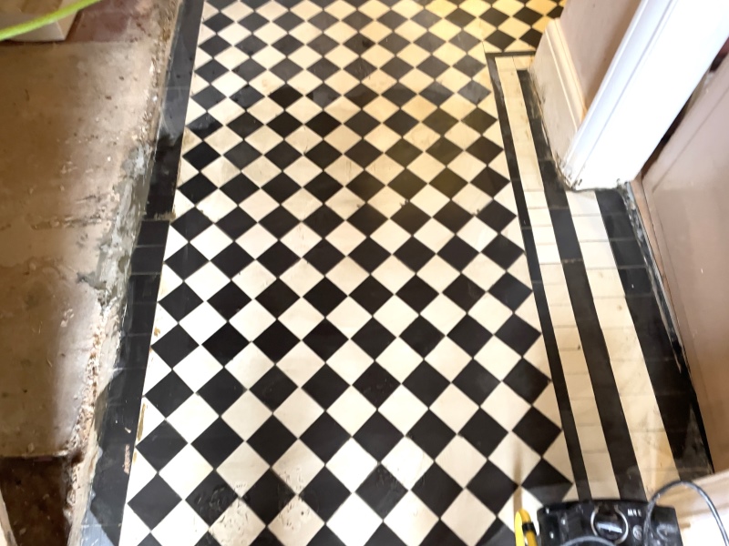 Victorian Tiled Floor After Repair and Restoration Rugby