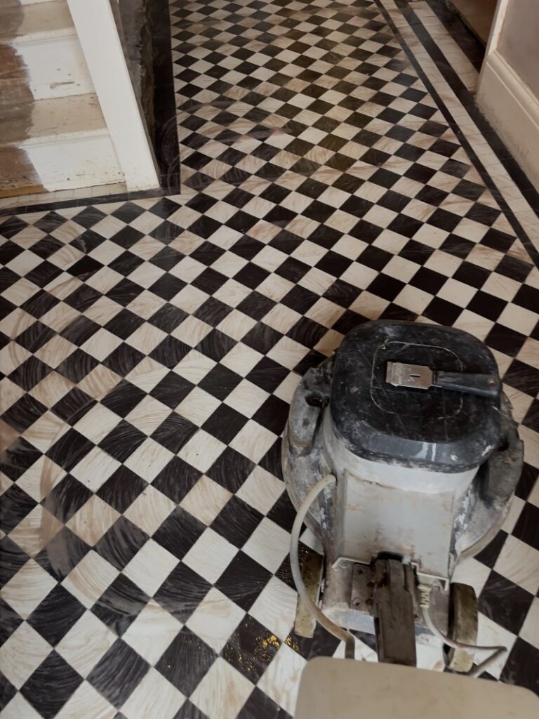 Victorian Tiled Floor During Cleaning Rugby